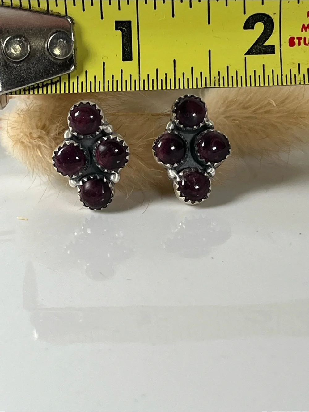 Solid Sterling Silver Purple Spiny Oyster Gemstone Post Back Earrings